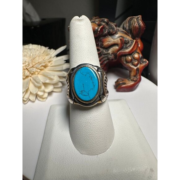 VTG Sterling Silver Turquoise Ring - Picture 1 of 10